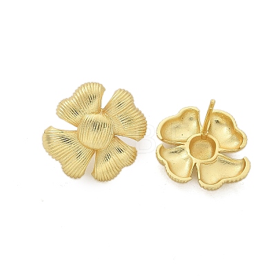 Brass Flower Stud Earrings EJEW-R016-17G-1