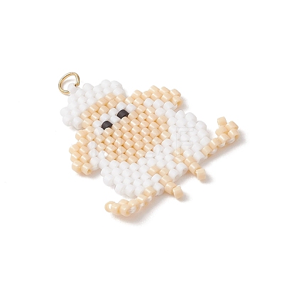 Beaded Sheep Charms PALLOY-MZ01160-02-1