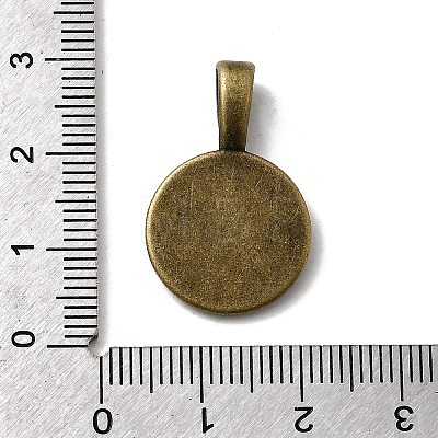 Flat Round Alloy Pendant Cabochon Settings PALLOY-N0088-27AB-NF-1
