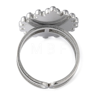 Non-Tarnish 304 Stainless Steel Open Cuff Ring Components STAS-Q308-04P-1