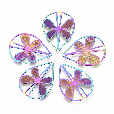 Ion Plating(IP) 304 Stainless Steel Filigree Pendants LS-STAS-T057-07-1