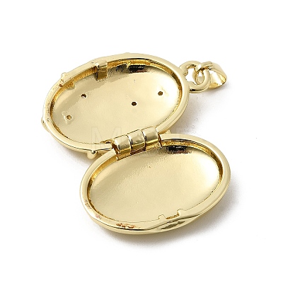 Brass Micro Pave Clear Cubic Zirconia Locket Pendants X-KK-L262-07G-1