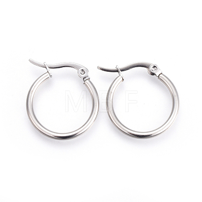 201 Stainless Steel Huggie Hoop Earrings with 304 Stainless Steel Pins EJEW-YW0001-07-P-1