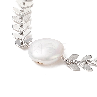 Natural Pearl Link Bracelet with 304 Stainless Steel Cobs Chains for Women BJEW-TA00214-1