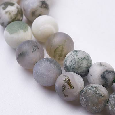 Natural Tree Agate Bead Strands G-J376-11F-8mm-1