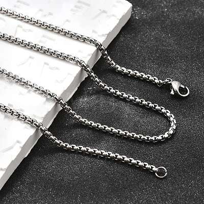 Tarnish Resistant 304 Stainless Steel Box Chain Necklaces X-NJEW-P244-01P-1