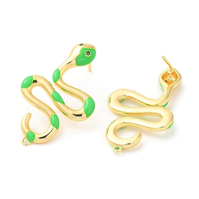 Enamel Snake Stud Earrings with Rhinestone EJEW-D059-03-1
