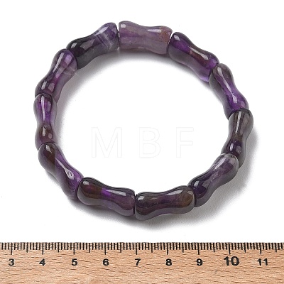 Bamboo Natural Amethyst Beads Stretch Bracelets for Women Men BJEW-K304-01G-1