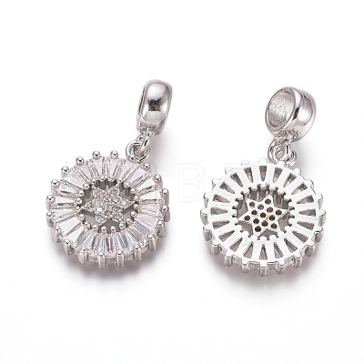 Brass Micro Pave Clear Cubic Zirconia European Dangle Charms OPDL-L016-01P-1