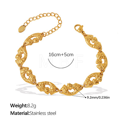 304 Stainless Steel Textured Lip Link Chain Bracelets for Women WG1034E-02-1