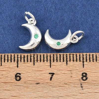 925 Sterling Silver Pave Green Cubic Zirconia Charms STER-A049-08E-S-1