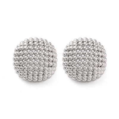 Rack Plating Half Round Brass Stud Earrings EJEW-M029-08P-1