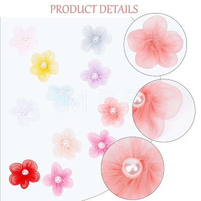 Gorgecraft 100Pcs 10 Colors Organza 5-Petal Flower Ornament Accessories DIY-GF0006-94-1