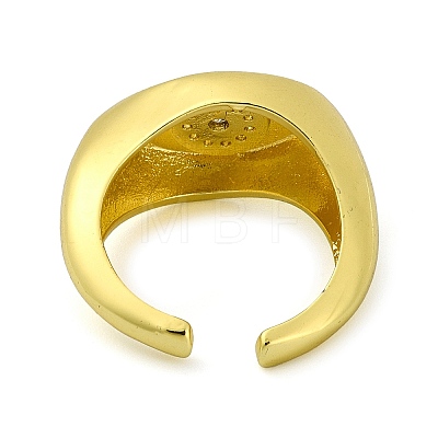 Brass with Cubic Zirconia Horse Eye Open Cuff Ring RJEW-B051-15G-1