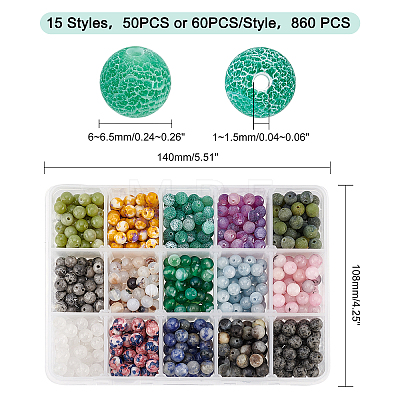 AHADERMAKER 15 Style Natural & Synthetic Mixed Gemstone Beads G-GA0001-59-1