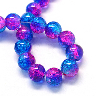 Baking Painted Transparent Crackle Glass Round Bead Strands DGLA-Q018-8mm-49-1