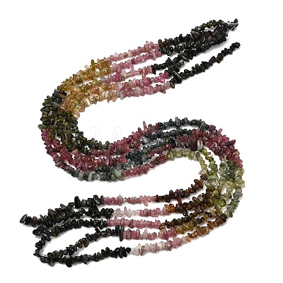 Natural Multicolor Tourmaline Chip Bead Strands G-M298-15-1