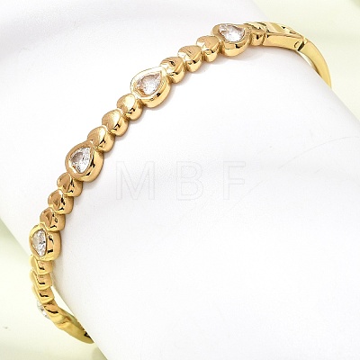 304 Stainless Steel Pave Clear Cubic Zirconia Heart Hinged Cuff Bangles for Women SA-CBAF851-03G-1