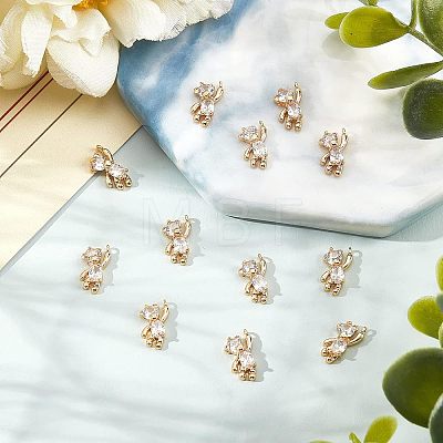 12Pcs Brass Clear Cubic Zirconia Charms KK-CA0003-22-1