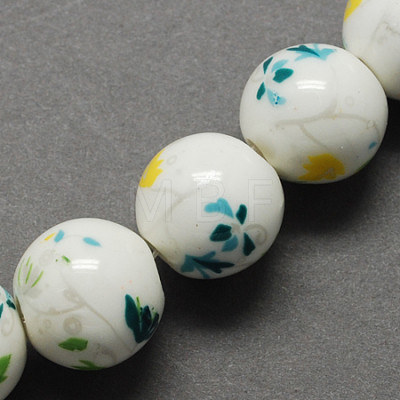 Handmade Printed Porcelain Beads PORC-Q199-12mm-05-1