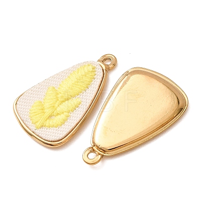 304 Stainless Steel & Cloth Embroidered Pendants FB-CBAFBAF-02G-1
