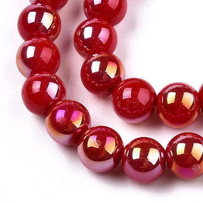 Electroplate Opaque Glass Beads Strands X-GLAA-T032-P6mm-AB04-1