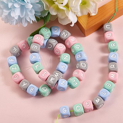 26Pcs 26 Style Silicone Alphabet Beads for Bracelet or Necklace Making SIL-SZ0001-01D-1