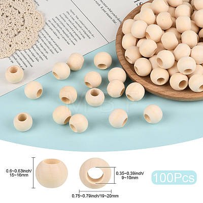 Natural Unfinished Wood Beads WOOD-PA0001-16B-1