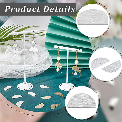 36Pcs 2 Colors Brass Semi Circle Links Connectors KK-BBC0028-36-1