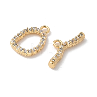 Brass Pave Clear Cubic Zirconia Toggle Clasps KK-U052-09G-1