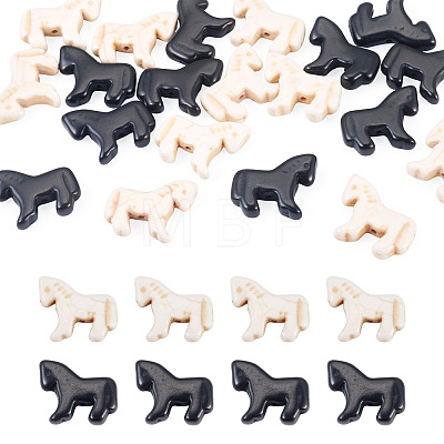 20Pcs 2 Colors Synthetic Turquoise Dyed Horse Beads G-TA0003-18A-1