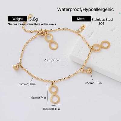 Vintage 304 Stainless Steel Charm Bracelets for Women FZ6029-2-1
