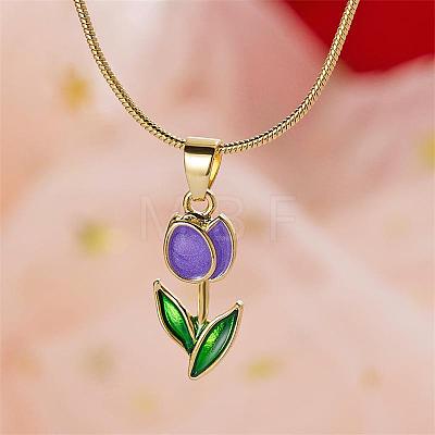 Tulip Alloy Enamel Pendant Necklaces FS-WGE671B-01-1