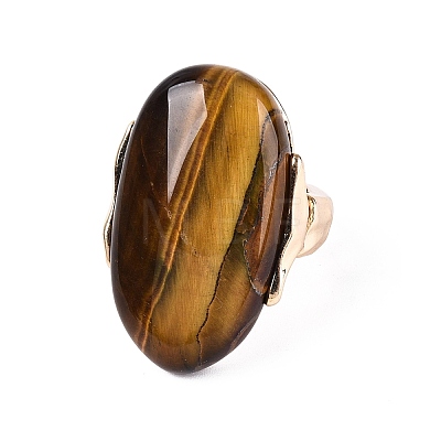 Natural Tiger Eye Stretch Finger Rings RJEW-N055-01D-1