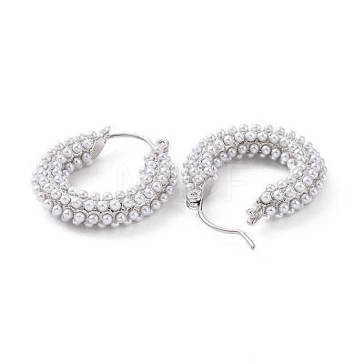 ABS Plastic Imitation Pearl Beaded Ring Hoop Earrings EJEW-E277-06P-1