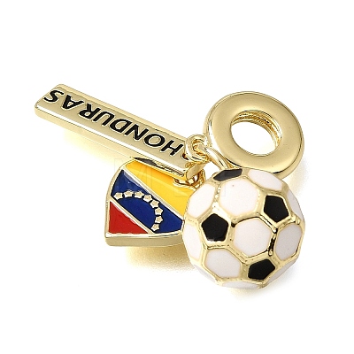 Football Theme Brass & Enamel European Dangle Charms KK-CBA8E93-01G-1