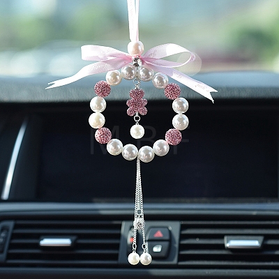 Rhinestone & Imitation Pearl Hanging Ornaments PW-WGDBF70-03-1