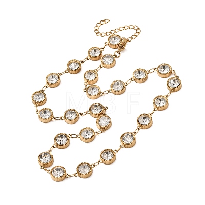 304 Stainless Steel Glass Link Chain Necklaces SA-CBA725A-25B-G-1