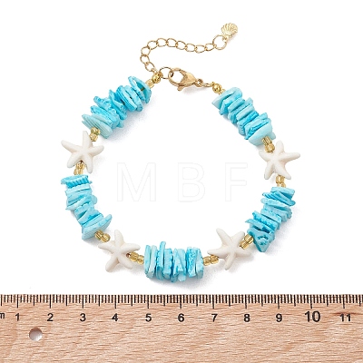 Synthetic Turquoise & Natural Sea Shell Beaded Bracelets for Women BJEW-JB13585-1