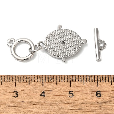 Brass Micro Pave Clear Cubic Zirconia Toggle Clasps KK-N254-75P-1