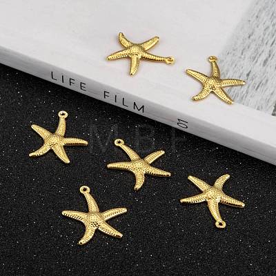 Starfish/Sea Stars Brass Pendants KK-L134-11G-1