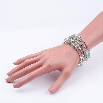 Five Loops Wrap Green Aventurine Beads Bracelets BJEW-JB02589-03-1