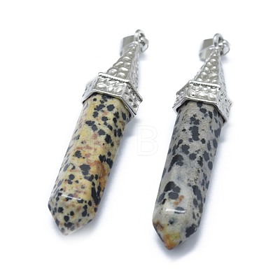 Natural Dalmatian Jasper Pointed Pendants G-G795-01P-24-1