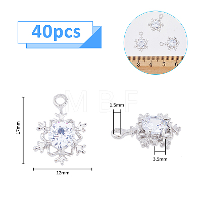 SUPERFINDINGS 40Pcs Alloy Cubic Zirconia Pendants ZIRC-FH0001-43-1