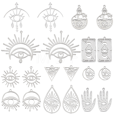 20Pcs 10 Style Stainless Steel Pendants STAS-SC0004-56-1