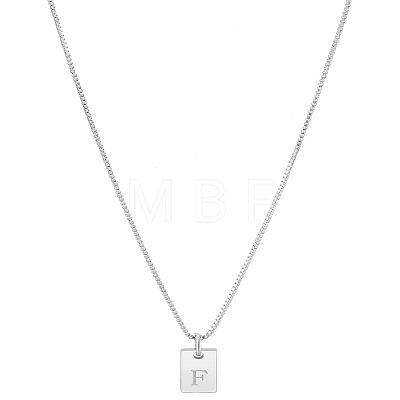 1Pc Stainless Steel Letter Rectangle Pendant Necklaces NJEW-LP0001-34F-P-1