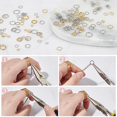 WADORN 1000Pcs 12 Styles 304 Stainless Steel Open Jump Rings STAS-WR0001-08-1
