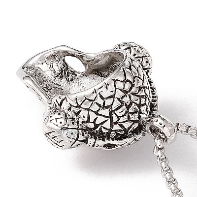 Alloy Skull with Headset Pendant Necklace with 201 Stainless Steel Box Chains NJEW-E016-04AS-1