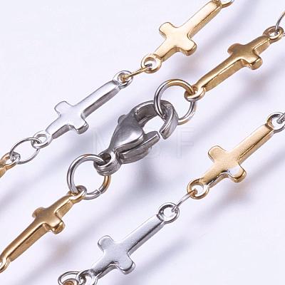 304 Stainless Steel Chain Necklaces STAS-P164-01GP-1