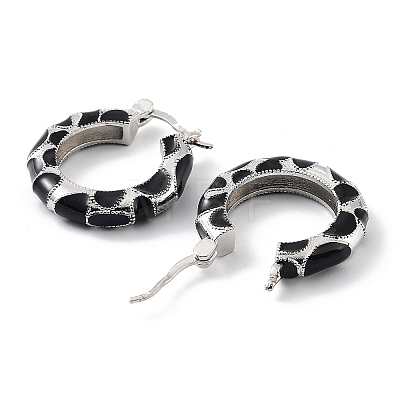 Ring Rack Plating Brass Enamel Hoop Earrings for Women KK-Z038-10P-1